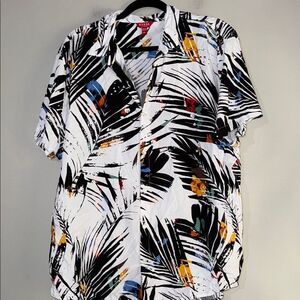 Guess Black and White Tropical Print Casual Shirt
